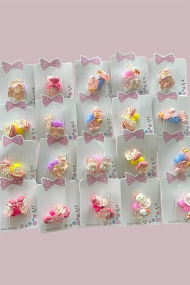 20li Karışık Renk Hayvan Figürlü Çocuk Toka Set