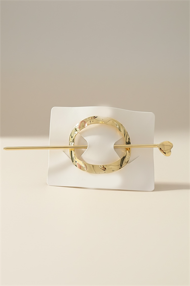 Altın Renk Kalp Detaylı Metal Topuz Tokası