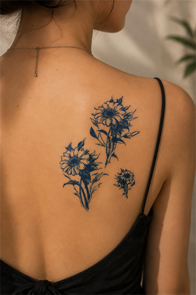 Çiçek Sonradan Kararan Yarı Kalıcı Geçici Dövme Tattoo
