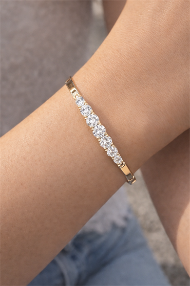 Altın Renk Taş Detaylı Çelik Xupıng VİP Bileklik