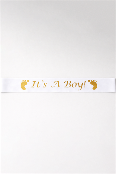 Beyaz Renk Its A Boy Yazılı Kuşak Kurdelesi 