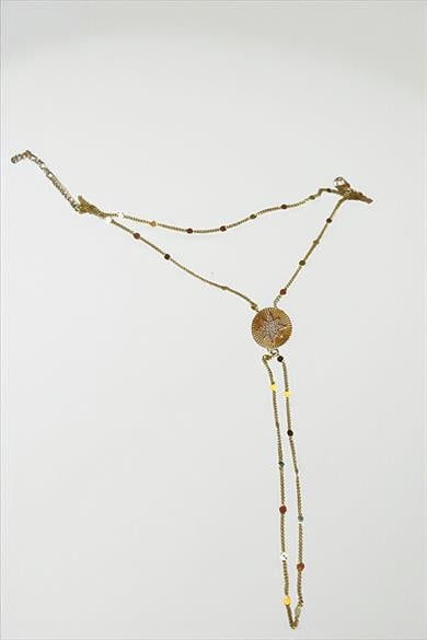 Altın Renk Yıldız Figürlü Taş Detaylı Şahmeran