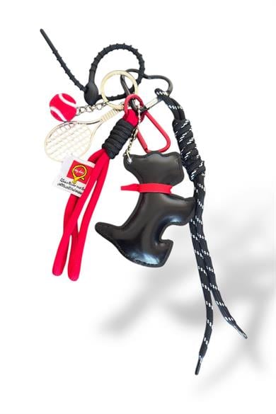 Siyah Ve Kırmızı Renk Köpek Figürlü Çanta Charm/ Anahtarlık