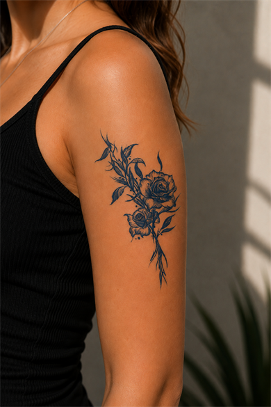 Çiçek Sonradan Kararan Yarı Kalıcı Geçici Dövme Tattoo