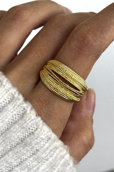 Altın Renk Ayarlanabilir Çelik Yüzük