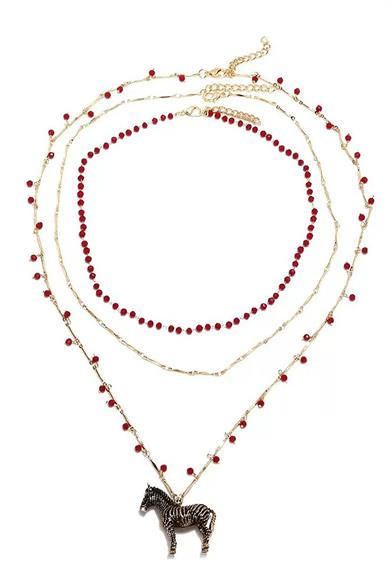 Altın Renk Zebra Figürlü Tasarım Kolye