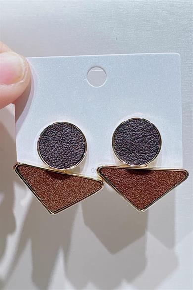 Kahverengi Ve Siyah Renk Sallantılı Küpe (Çift)