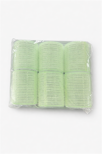 Yeşil Renk 6 Adet Bigudi Cırtlı/ Yapışkanlı Saç Bigudisi /Orta Boy