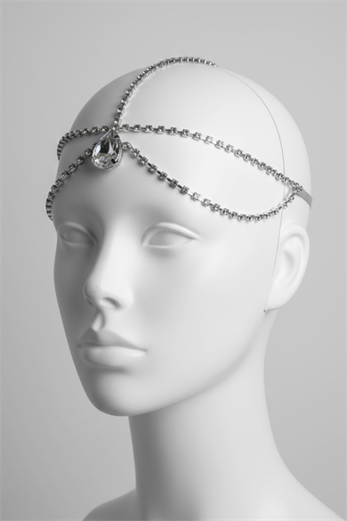 Gümüş Renk Taş Detaylı Alınlık/Kına Aksesuarı