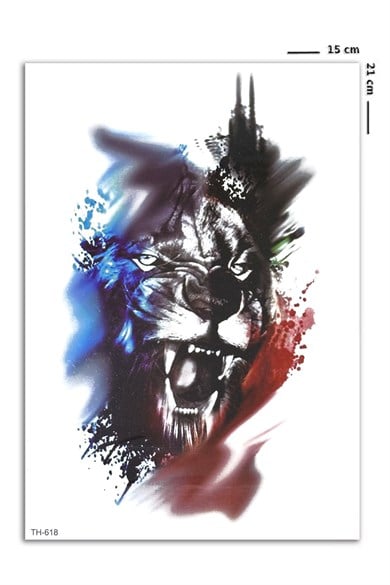 Gerçekçi Geçici Aslan Dövme Tattoo