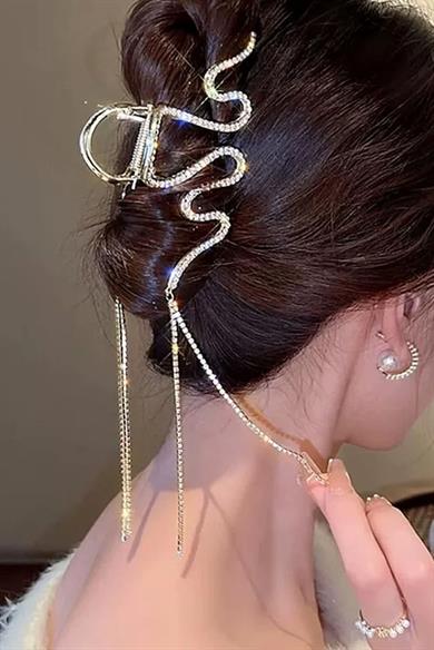 Altın Renk Taş Detaylı Metal Mandal Toka