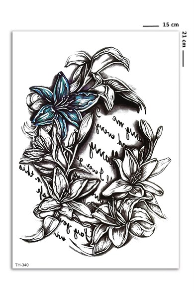  Çiçekli Yazı Geçici Dövme Tattoo