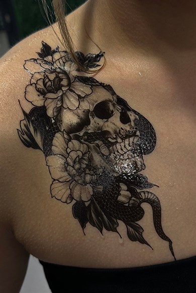 Geçici Karışık Figürlü Büyük Boy Dövme Tattoo