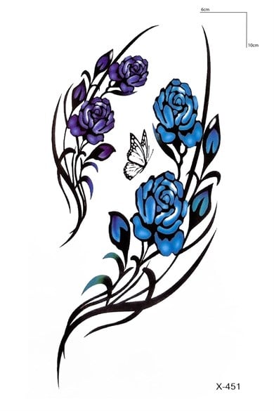 Kelebek Ve Gül Mini Geçici Dövme Tattoo