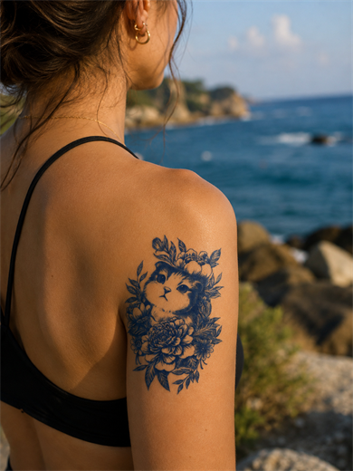 Kedi Sonradan Kararan Yarı Kalıcı Geçici Dövme Tattoo