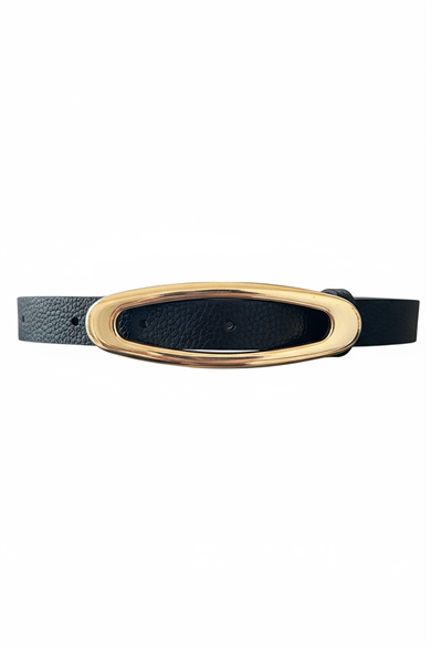 Altın Renk Deri Detaylı Kadın Kemer