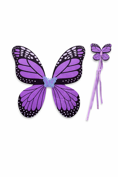 Mor Renk Kelebek Figürlü Kanat / Asa Set