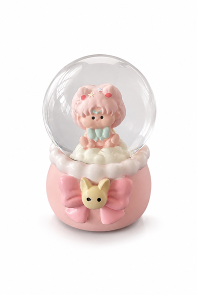Pembe Renk Kız Figürlü Işıklı Mini Küre