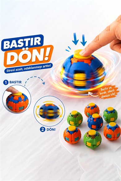 12li Karışık Renk Stres Giderici Bas Döndür Stres Topu Oyuncağı 