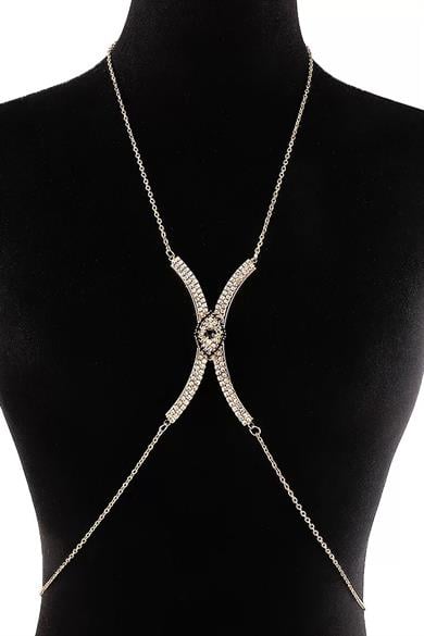 Altın Renk Taş Detaylı Tasarım Vücut Aksesuar