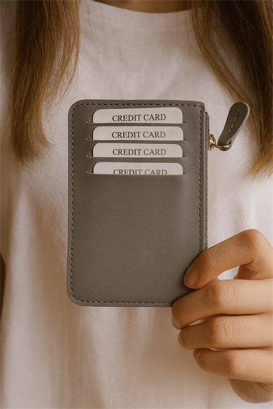Antrasit Renk Deri Kadın Cüzdan/ Kartlık