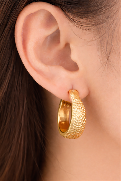 Altın Renk Çelik Halka Küpe (Çift)