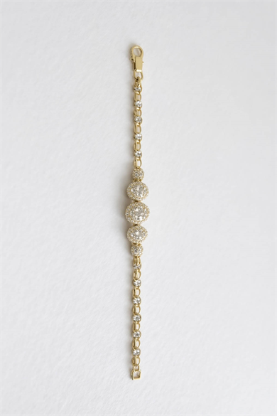 Altın Renk Taş Detaylı Çelik Xupıng VİP Bileklik