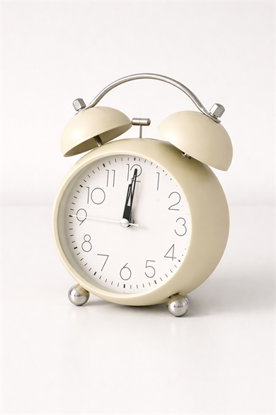 Beyaz Renk Mini Dekoratif Işıklı Alarmlı Yuvarlak Masa Saati