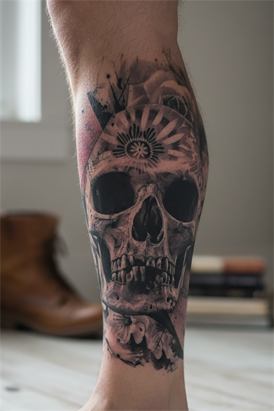 Geçici Kuru Kafa Figürlü Dövme Tattoo