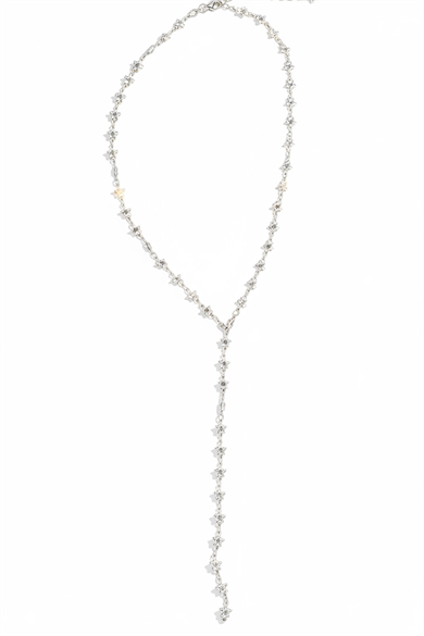 Gümüş Renk Taş Detaylı Yıldız Figürlü Y Kolye