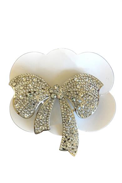 Gümüş Renk Kurdele Figürlü Taşlı Otomat Toka