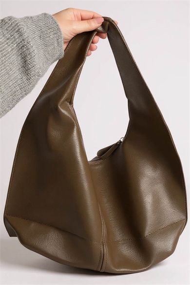 Kahverengi Büyük Boy Deri Kadın Çanta