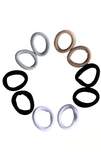 10lu Karışık Renk Simli Havlu Lastik Toka