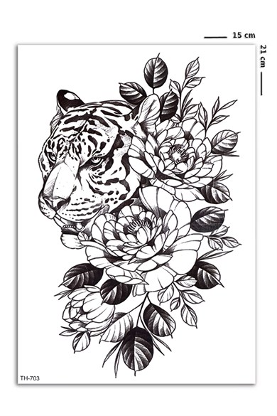 Çiçekli Kaplan Geçici Dövme Tattoo