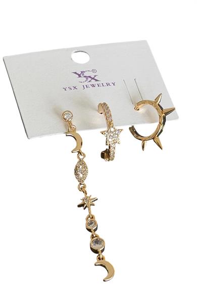 Altın Renk 3lü Ysx Küpe Set