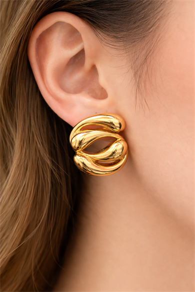 Altın Renk Çelik Küpe (Çift)