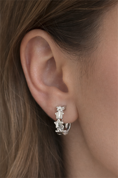 Gümüş Renk Taş Detaylı Çelik Xupıng VİP Küpe