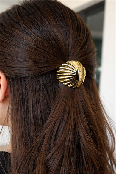 Altın Renk Deniz Kabuğu Figürlü Metal  Mandal Toka