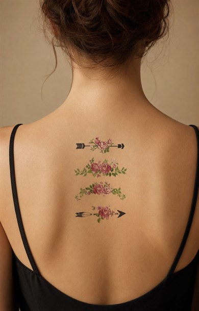 Ok ve Gül Mini Geçici Dövme Tattoo