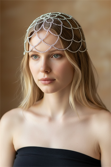 Gümüş Renk Taş Detaylı Saç Aksesuarı/Kına Aksesuarı