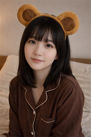 Açık Kahverengi Kulak Detaylı Peluş Taç