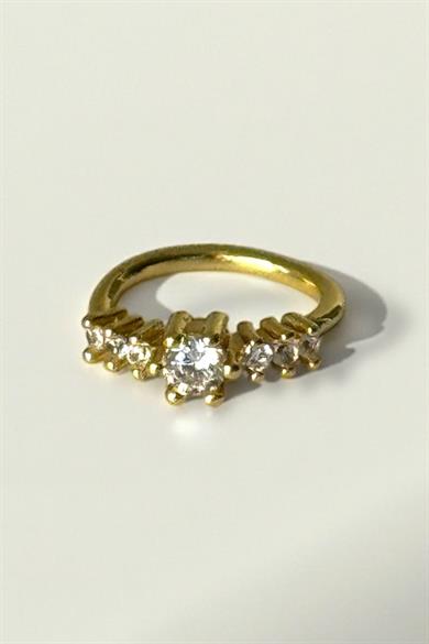 Altın Renk Taş Detaylı Çelik Halka Tragus/Kıkırdak Küpe/Piercing (Tek)