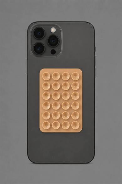 Kahve Renk Vantuzlu Vakumlu Yapışkanlı Telefon Tutacağı
