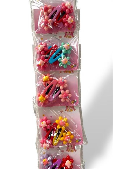 6lı Karışık Renk Çiçek Figürlü Yan Toka Set 