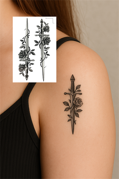 Geçici Kılıç Figürlü Mini Dövme Tattoo