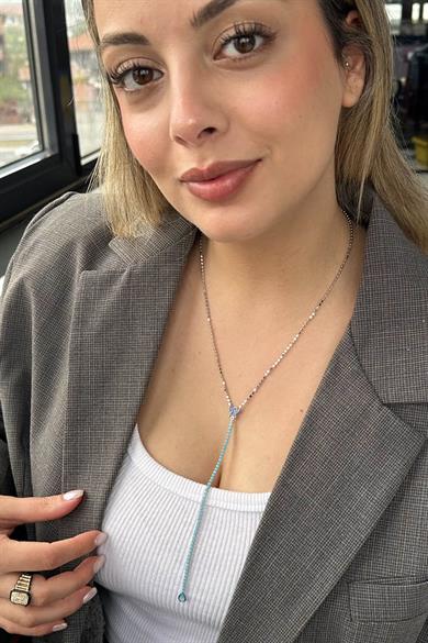 Gümüş Renk Kelebek Figürlü 14K Altın Kaplama VİP Y Kolye