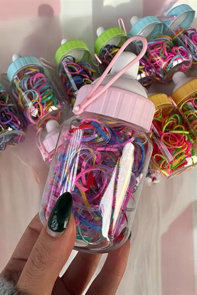 12li Karışık Renk Biberon Figürlü Perma Lastik Toka Set