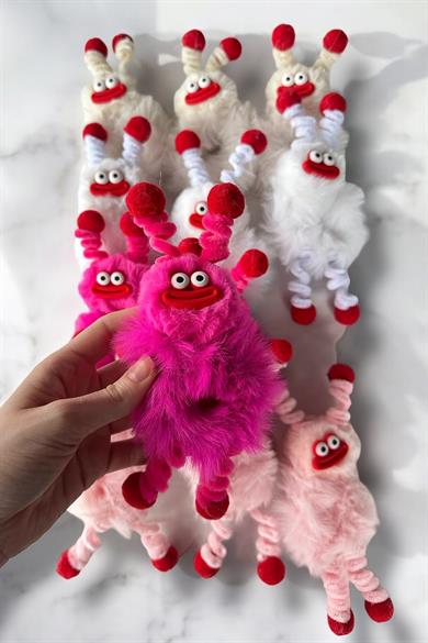 12li Karışık Renk Canavar Figürlü Peluş Simit Toka Set