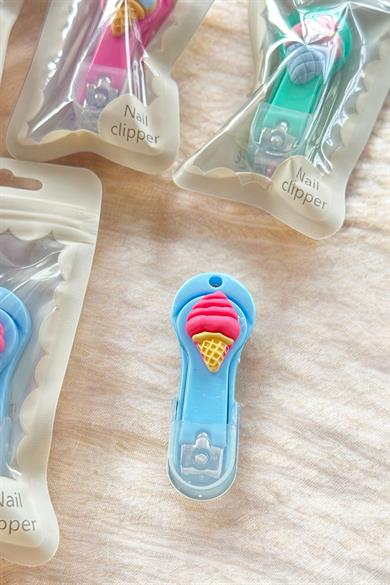 12li Karışık Renk Dondurma Figürlü Tırnak Makası Set