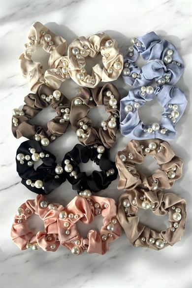 12li Karışık Renk İnci Detaylı Simit Toka Set